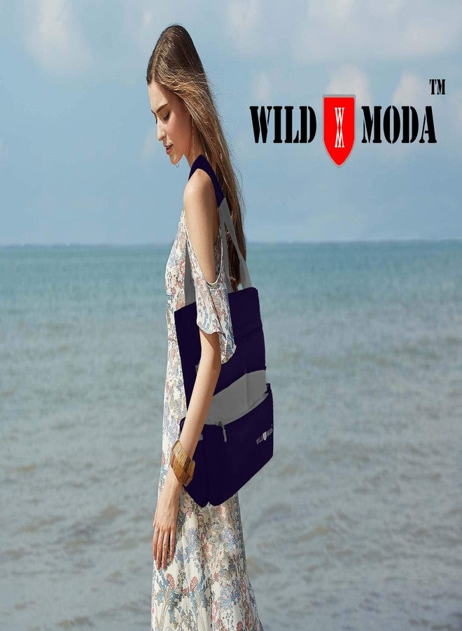 WILD MODA Multipurpose Tote and Shoulder Bag for Womens & girls (Blue & Grey) - Image 3